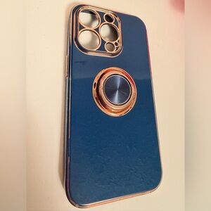 Blue and Gold Phone Case with Ring Holder